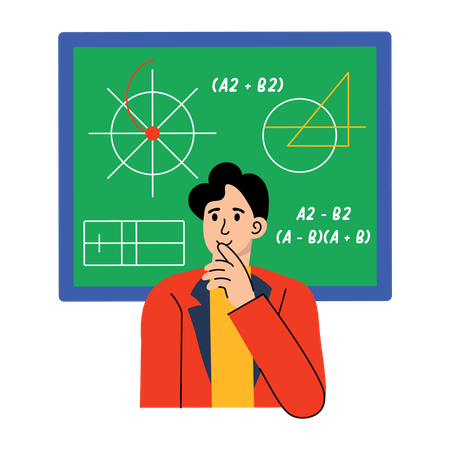 Professor solving mathematical equation  Illustration