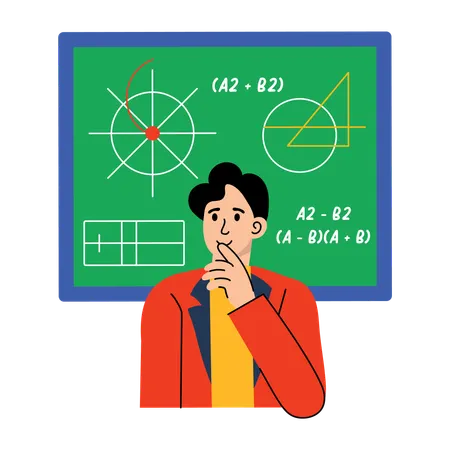 Professor solving mathematical equation  Illustration