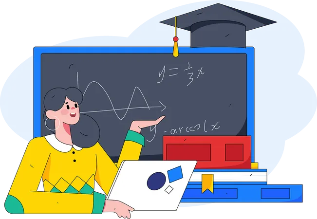 Professor takes mathematics lecture  Illustration