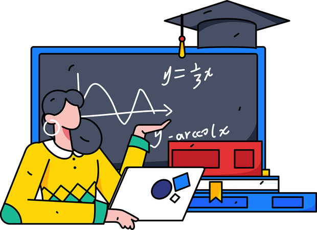 Professor takes mathematics lecture  Illustration