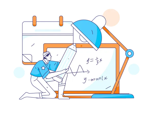 Professor teaches Mathematics equations  イラスト