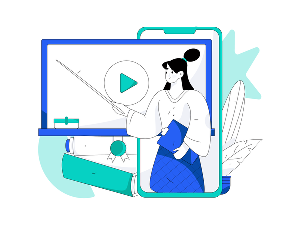 Professor teaching in classroom  Illustration