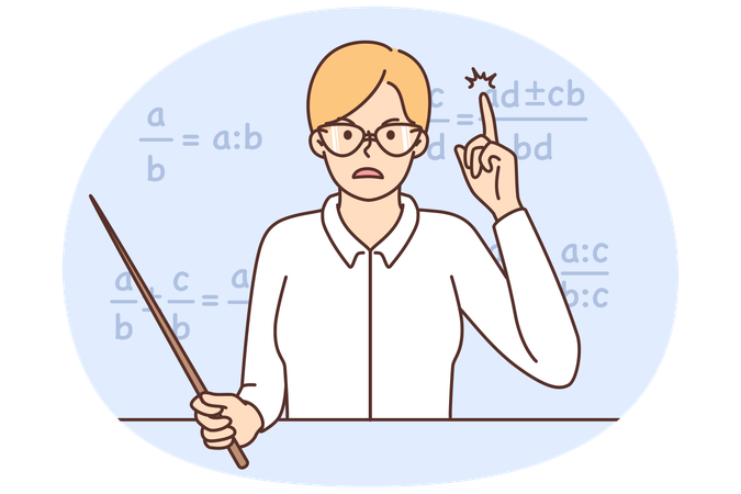 Professora irritada repreendendo na sala de aula  Ilustração
