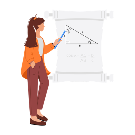 Professora dando aula de matemática  Ilustração