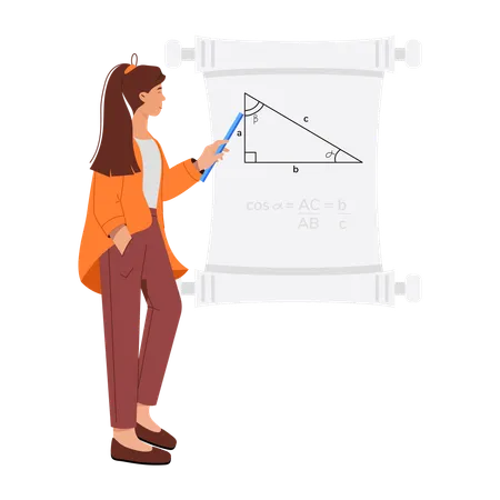 Professora dando aula de matemática  Ilustração