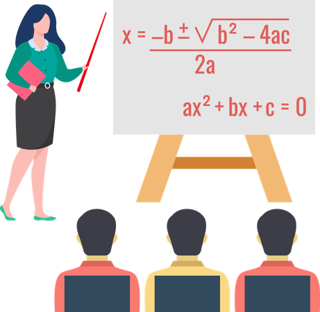 Professora ensina matemática em sala de aula  Ilustração