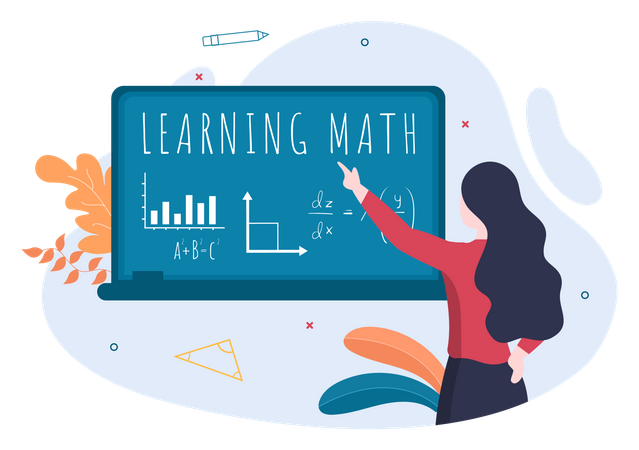 Professora ensinando matemática  Ilustração