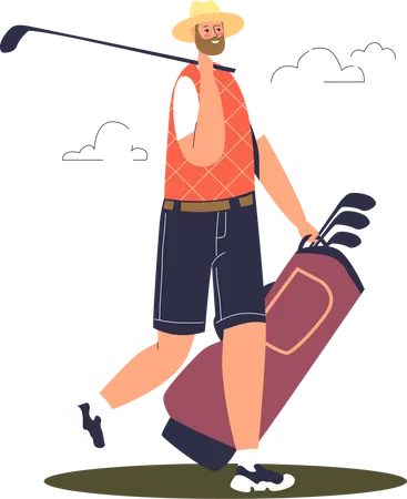 Profigolfer mit Golfausrüstung  Illustration