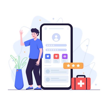 Profil de carte de patient médical en ligne  Illustration