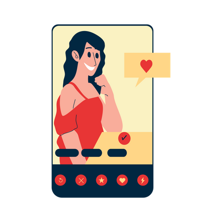 Profil d'utilisateur féminin sur une application de rencontres  Illustration