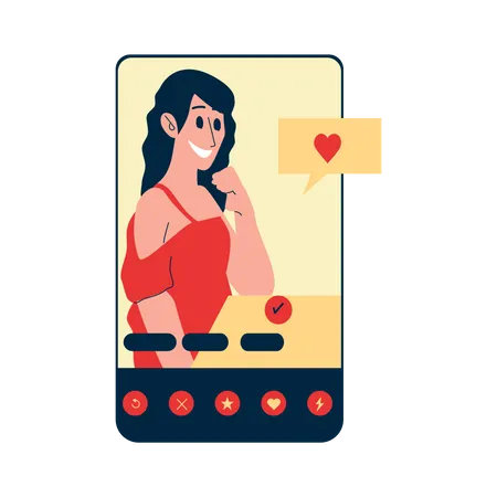 Profil d'utilisateur féminin sur une application de rencontres  Illustration