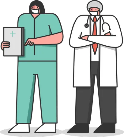 Médicos profissionais da equipe de saúde  Ilustração
