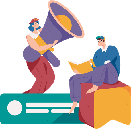 Profissionais de marketing com megafone  Illustration