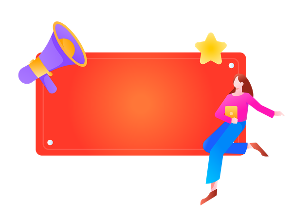 Profissionais de marketing empresarial com megafone  Ilustração