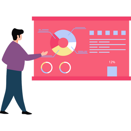 Business Professional está trabalhando em um gráfico de negócios  Ilustração