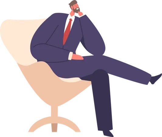 Empresário profissional sentado na cadeira  Ilustração