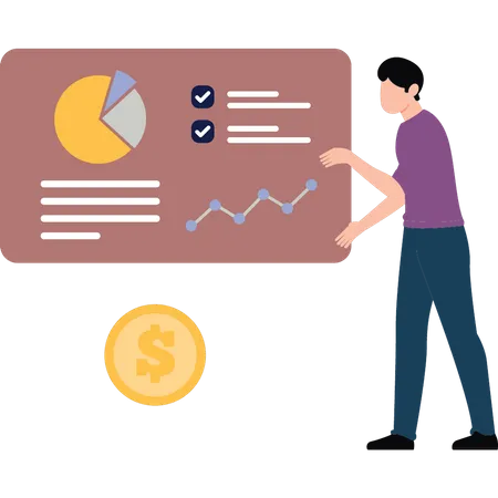 O profissional está trabalhando na análise do dólar  Ilustração