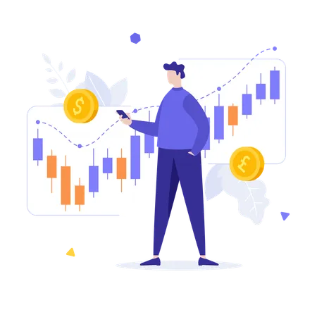 As classificações de controle do trader profissional saltam via aplicativo móvel  Ilustração