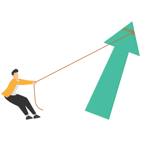 Profit growth, economic uptrend or growing investment, improvement or growth chart, financial forecast or prediction concept, confidence businessman pointing up with rising financial chart and graph.  Illustration