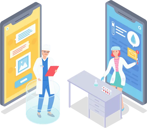 Program for online consulting with doctors in internet  Illustration