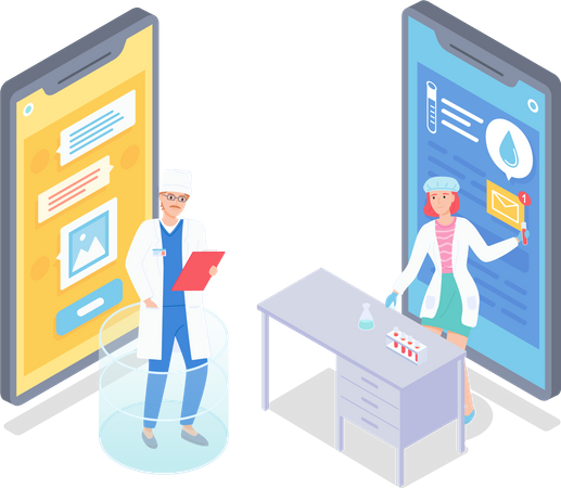 Program for online consulting with doctors in internet  Illustration