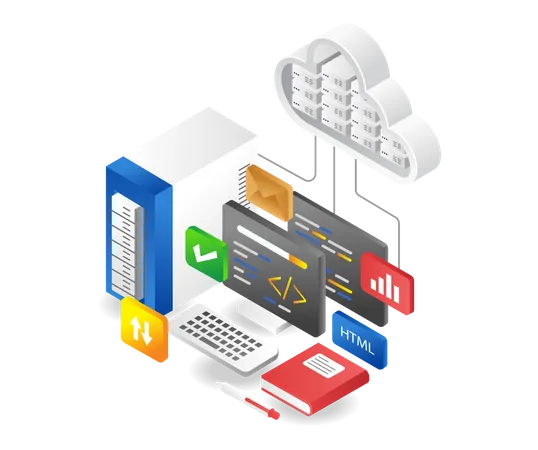Program language with cloud server  Illustration