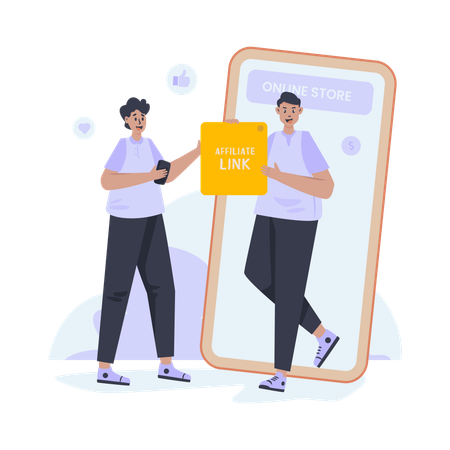 Programa de afiliados de loja online  Ilustração