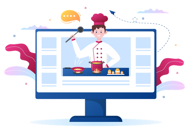 Programa de culinária on-line  Ilustração