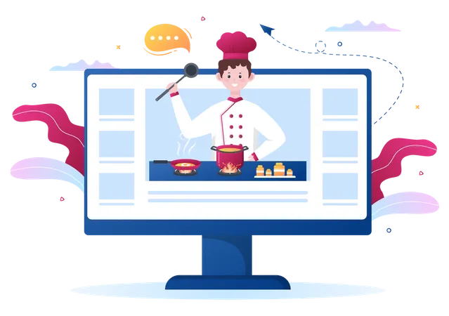 Programa de culinária on-line  Ilustração