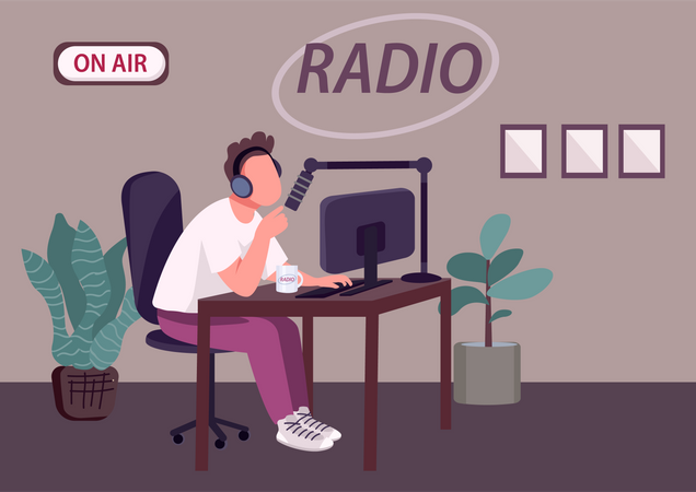 Programa de podcast de rádio  Ilustração