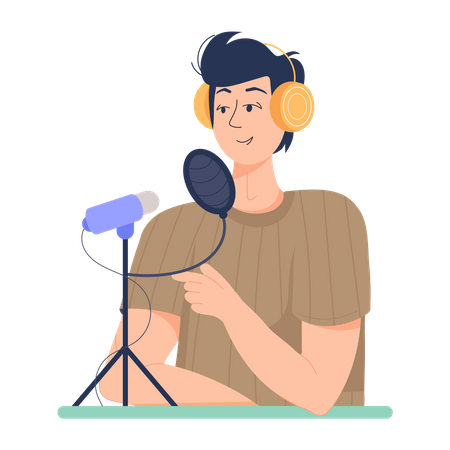 Programa de podcast  Ilustração