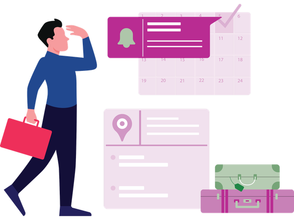 Hombre haciendo un horario de viaje  Illustration