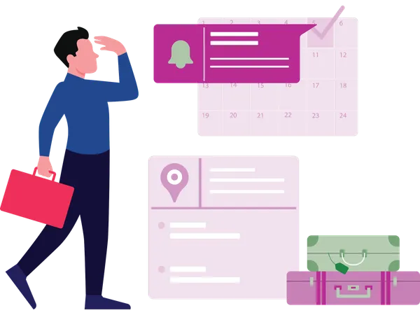 Hombre haciendo un horario de viaje  Illustration