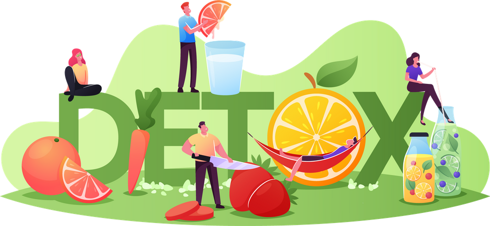 Programa detoxing alimentos frutas  Ilustración