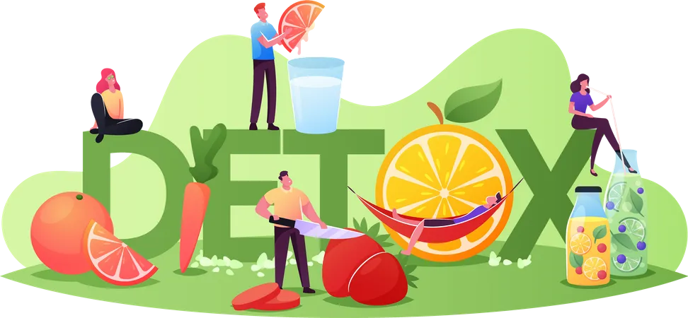 Programa detoxing alimentos frutas  Ilustración