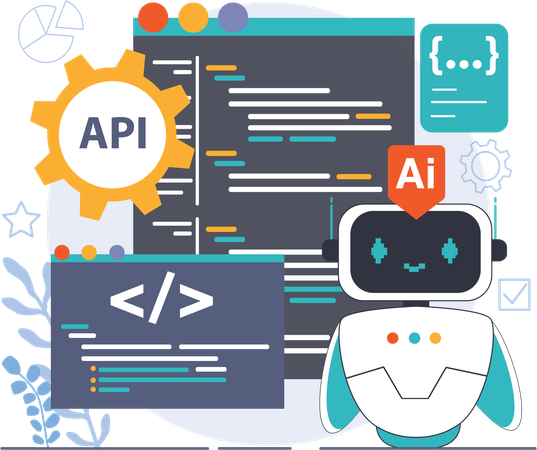 Programação de robôs e desenvolvimento de API  Ilustração