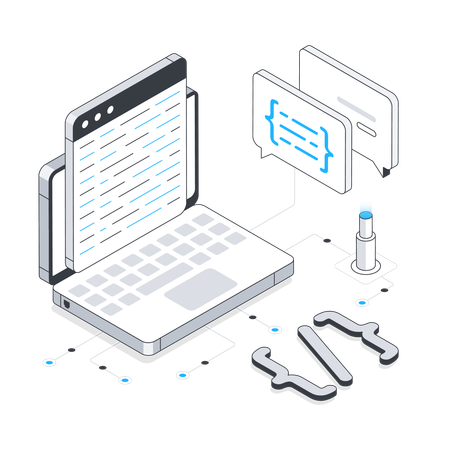 Programação Web no laptop  Ilustração