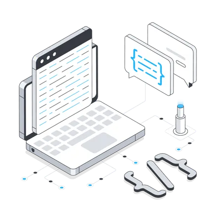 Programação Web no laptop  Ilustração