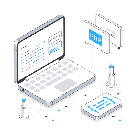 Programação Web no laptop  Ilustração