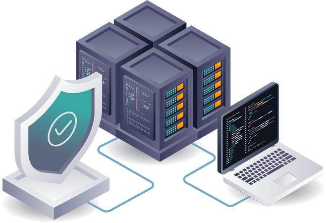 Programación de seguridad de la base de datos del servidor central  Ilustración