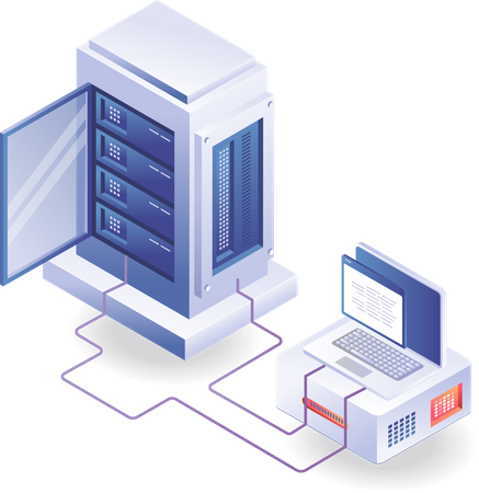 Programación del sistema informático servidor.  Illustration