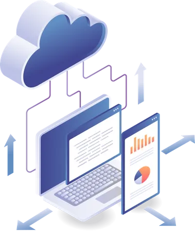 Programación de análisis de datos del servidor en la nube.  Ilustración