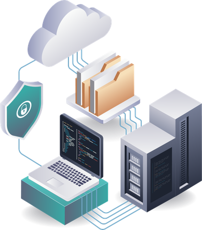 Programación para la seguridad de datos en servidores en la nube  Illustration