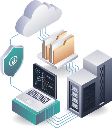 Programación para la seguridad de datos en servidores en la nube  Illustration