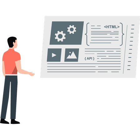 Programación trabajando en el desarrollo de sitios web.  Ilustración