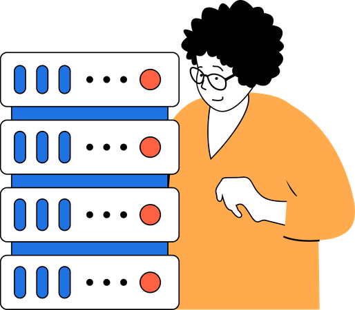 El programador gestiona los datos del servidor.  Illustration