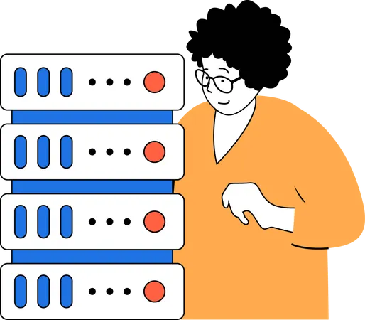 El programador gestiona los datos del servidor.  Illustration