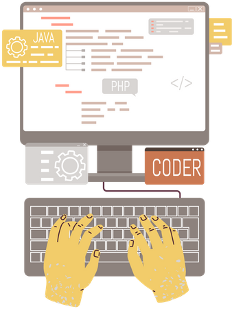 Codificação do programador no computador  Ilustração