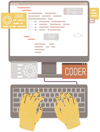 Codificação do programador no computador  Ilustração