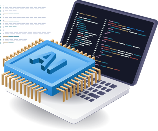 Programador con inteligencia artificial  Ilustración